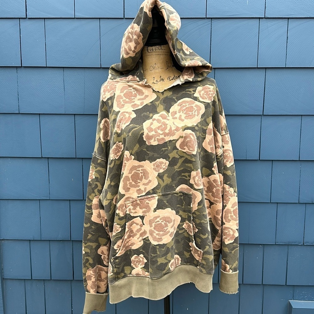 💚🧡💚We the Free It’s a Vibe printed hoodie sweatshirt NWOT large green orange